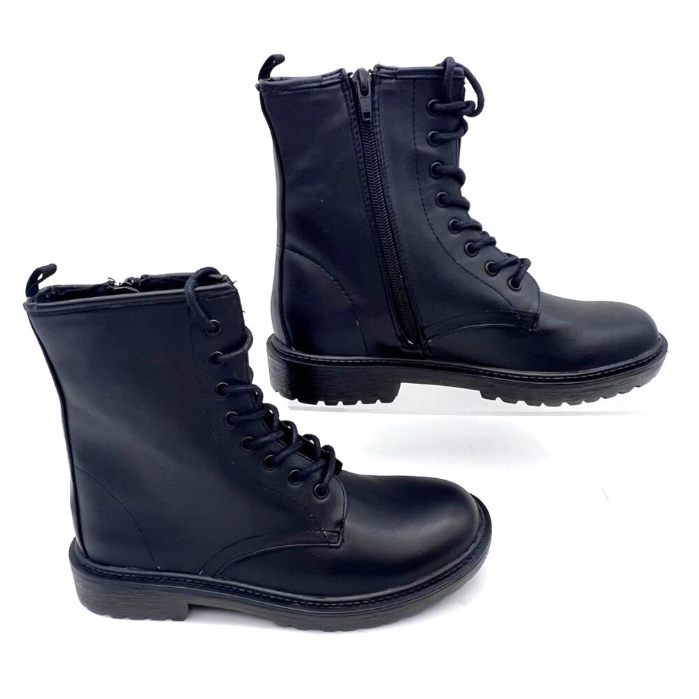 Mudd Combat Boots Womens Size 6 Black Faux Leather Style MDMonti New In Box - Picture 10 of 16